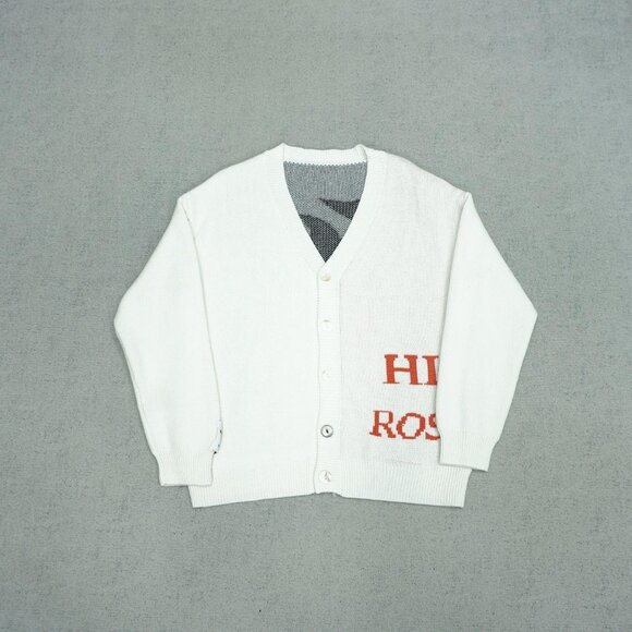 RIVINGTON ROI REBIS White Lettering Knit Cardigan - Picture 1 of 7